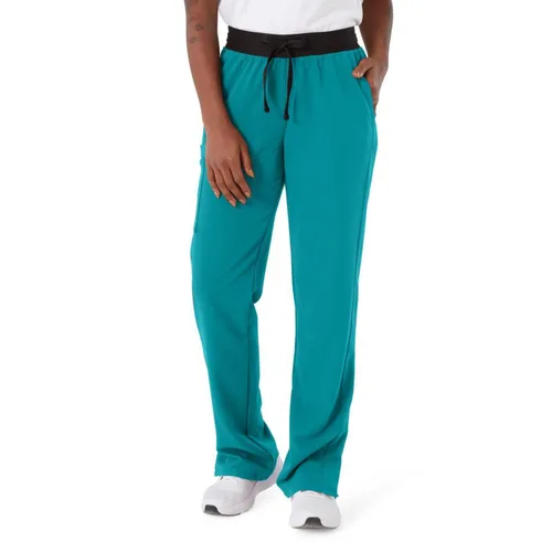Miniatura 41 de ave. Varick - Pantalón médico de tiro medio para mujer, pierna recta, seis bolsillos, color azul caribeño, talla S