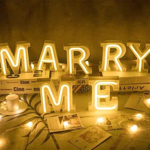Miniatura 3 de Letras con luces de neón, 26 letras del alfabeto, letreros iluminados para luz de noche, para bodas, Navidad, fiestas de cumpleaños, alimentadas por