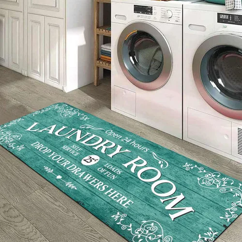 Lahome Alfombra de pasillo para lavandería estilo granja 20"x59" Alfombras y alfombras para lavandería Antideslizante Lavable Alfombra de pasillo