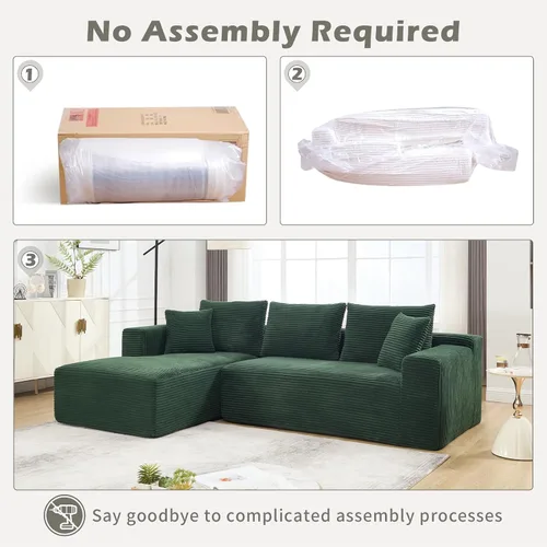 Miniatura 6 de Sofá modular de 108.3 pulgadas para sala de estar, sofá moderno sin hueso, sofá tapizado de espuma de nube con diván, sofá en forma de L