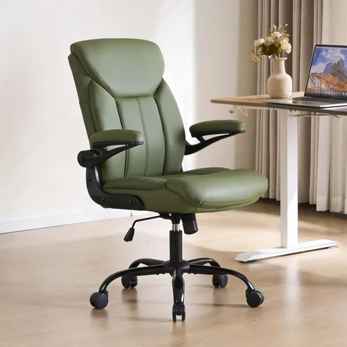 Miniatura 13 de Silla ergonómica de escritorio para oficina en casa, silla ejecutiva de tela cómoda con reposabrazos abatibles, silla de computadora de altura Gris