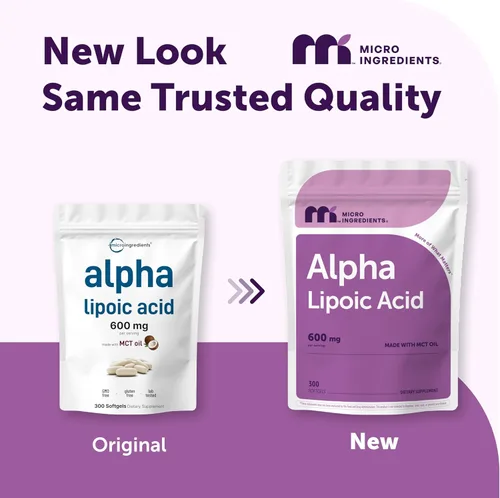 Miniatura 2 de Micro Ingredients Ácido alfa lipoico de 600 mg con aceite MCT, 300 cápsulas blandas Suplemento ALA para hígado, antioxidantes, nervio, apoyo a