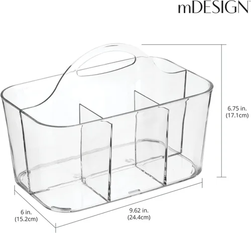 Miniatura 4 de mDesign Organizador portátil de plástico para manualidades, cesta dividida con asa para manualidades, costura, suministros de arte, capacidad