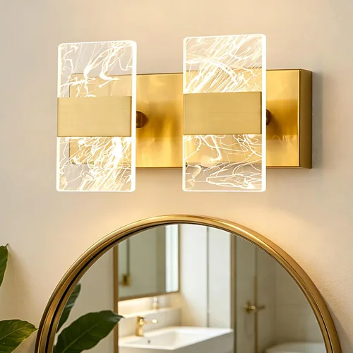 Miniatura 10 de Luminarias LED Modernas para Baño Regulables de 3 Luces Doradas para Tocador, Luminaria de Iluminación Ajustable 5CCT Luces de Tocador Sobre Espejo