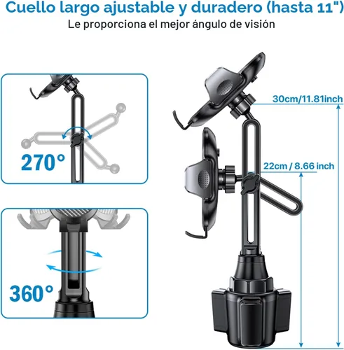 Miniatura 5 de Miracase 2025 Soporte Universal para Teléfono de Coche con Portavasos, [Girable y Ajustable] Soporte de Coche con Cuello Largo Compatible