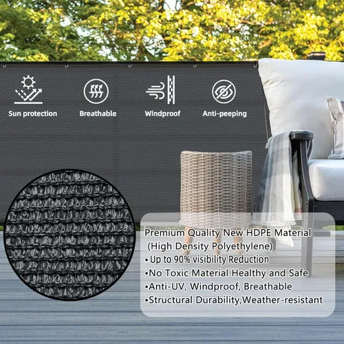 Miniatura 2 de SUNLAX 2 pies 6 pulgadas x 19.7 pies, color gris oscuro, valla de privacidad para balcón, cubierta de tela de malla con ojales, protección UV