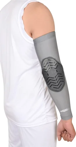 Miniatura 2 de Exxact Sports Codera de compresión para brazo, manga acolchada para codo para hombres, coderas de voleibol (1 par)