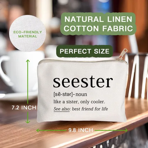 Miniatura 5 de Seester Like A Sister Only Cooler Seester Definition Funny Sister Cosmetic Bag Best Friend Gift Bestie Makeup Bag Funny Saying Travel Bag Best