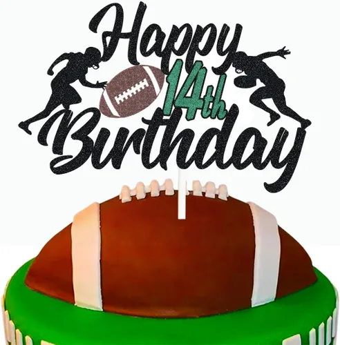 Miniatura 6 de Decoración para pastel de fútbol de 15 años, decoración de fiesta de cumpleaños de 15 años, decoración de pastel de escena de jugador de rugby