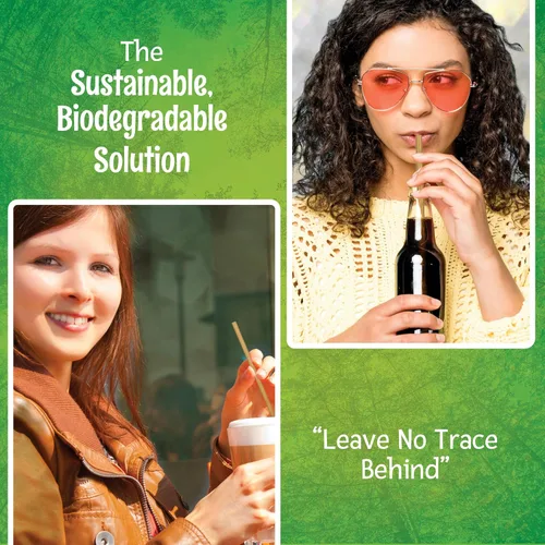 Miniatura 2 de Friendly Straw Paquete de 300 pajitas de papel kraft biodegradables, pajitas de papel para beber de 7.75 x 0.25 pulgadas, pajitas de papel marrón a