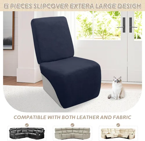 Miniatura 434 de Arfntevss Fundas de sofá seccional reclinable de terciopelo, Funda de sofá seccional de esquina para sofá reclinable, Funda elástica suave