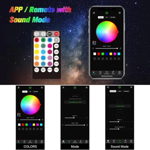 Miniatura 5 de CHINLY Kit de 260 luces de estrella de 16 W, 260 unidades, 6.5 pies, 0.03 pulgadas, luces de fibra óptica RGBW, aplicación y control remoto, kit