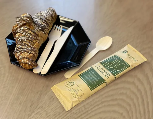 Miniatura 7 de KingSeal - 100 tenedores desechables de madera de abedul, biodegradables y respetuosos con el medio ambiente, certificado FSC, 6 pulgadas