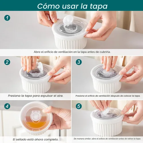 Miniatura 7 de vancasso Ramequines de 177 ml con tapa, cuencos de porcelana para soufflé de crema catalana, tazas de natillas azules para hornear, aptas