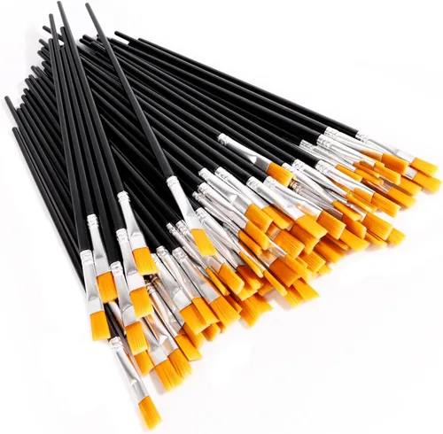 30 pinceles de pintura para pintura acrílica, pinceles para niños, pelo de nailon plano, pincel para manualidades, óleo pequeño, acuarelas, Negro