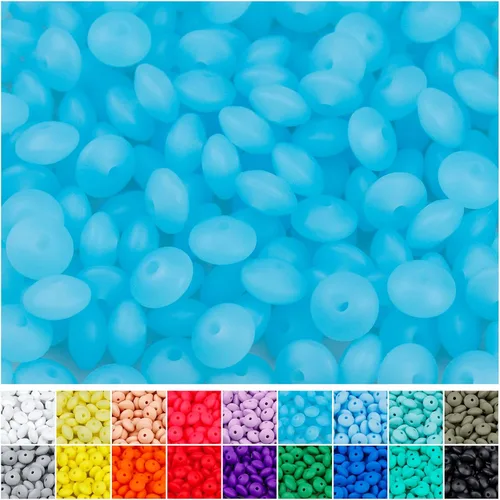 Miniatura 17 de 180 piezas FIVEIZERO cuentas de lenteja de silicona, cuentas focales de ábaco de silicona de 12 mm a granel cuentas sueltas de color para pulseras