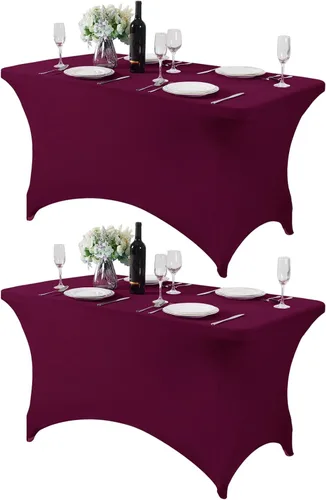 Miniatura 44 de Mantel de elastano para mesas de 4, 6 u 8 pies, mantel elástico universal ajustable para fiestas, banquetes, bodas y eventos - Verde manzana