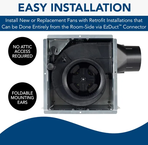 Miniatura 6 de Broan-NuTone AE80SL Invent ENERGY STAR Ventilador de detección de humedad certificado con luz LED, 80 CFM 0.8 Sones, blanco, 75 pies cuadrados