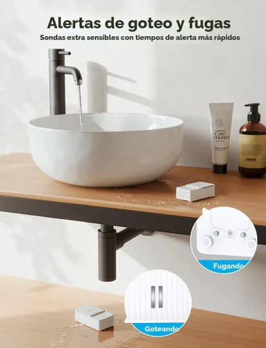 Miniatura 6 de GoveeLife Premium Detector inteligente de fugas de agua 2 con rango ultralargo de 1968 pies, sensor de agua wifi con SMS/Email/APP Push y alarma