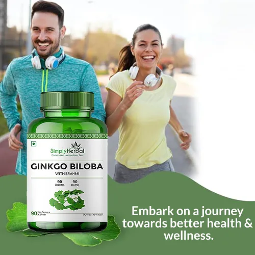 Miniatura 3 de Simply Herbal Ginkgo Biloba 120mg con extracto de Bacopa Monnieri Brahmi 380mg para una mejor concentración, mejora la circulación sanguínea, mejora