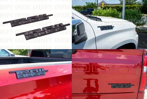 Miniatura 7 de 2 piezas 2019-2021 Emblemas Trail Boss 3D Insignia Adhesivo Lateral Placa de Nombre de Reemplazo para Chevy Silverado 1500 HD 2500 HD (Negro Mate)