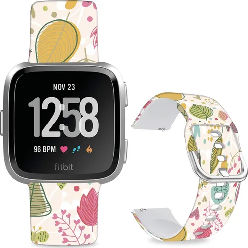 Miniatura 9 de Correas de reloj de silicona suave compatibles con Fitbit Versa 2/Versa/Fitbit Versa Lite/SE, correa de repuesto con bonito patrón floral de 0.98