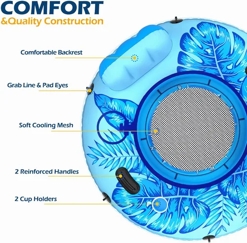 Miniatura 6 de Jasonwell Flotador inflable de tubo de río, flotador de río resistente, flotadores de piscina para lago, tubos de agua de primera calidad