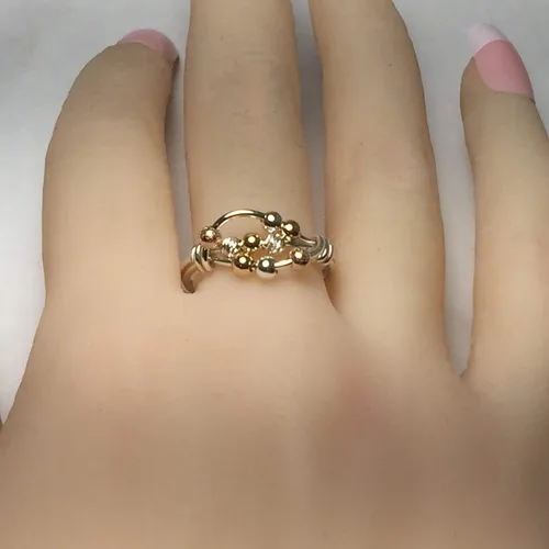 Miniatura 2 de Anillo de preocupación, anillo de ansiedad, anillo giratorio, plata argentium con cuentas, relleno de oro amarillo o rosa de 14 quilates