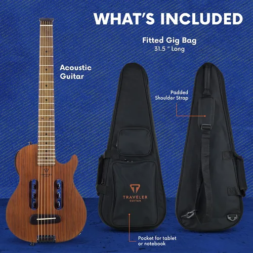 Miniatura 6 de Traveler Guitar Escape Mark III - Guitarra acústica de caoba Acústica portátil con amplificador de auriculares integrado Guitarra sin cabeza a