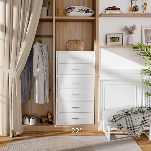 Miniatura 6 de BOLUO Cajones de Almacenamiento Apilables Organizadores de Armario y Contenedores de Almacenamiento de Tela Blanca Cómoda de 2 Cajones para Blanco