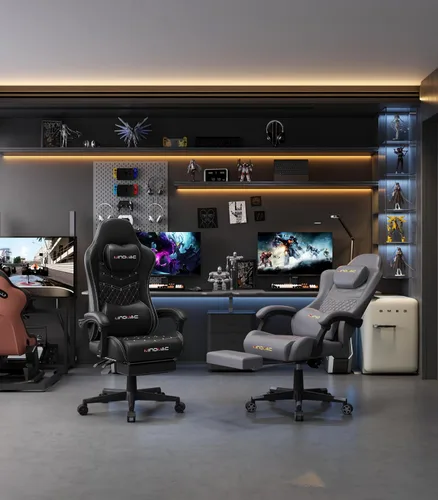 Miniatura 2 de Silla Gaming, Silla Gaming Ergonómica para Computadora, Capacidad de Carga de 400lb, Reposapiés Retráctil/Soporte Lumbar/Respaldo Ergonómico[Resorte