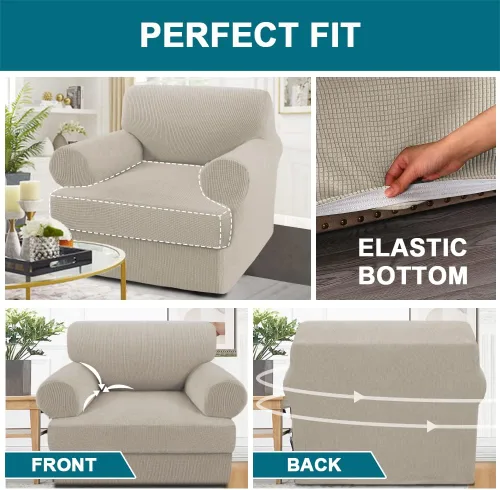 Miniatura 4 de Turquoize Funda para sillón con cojín en forma de T para sala de estar, funda elástica para sofá, funda suave para sillón, fundas de muebles