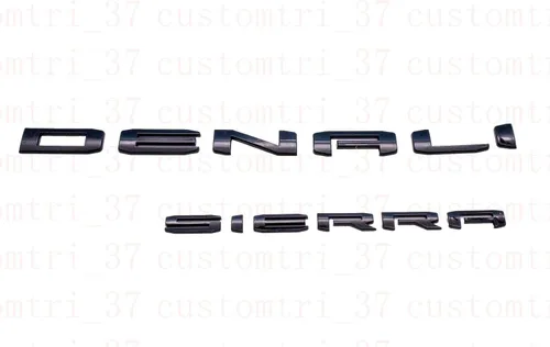 Miniatura 2 de Kit de 4 piezas 2019 2020 2021 Sierra Denali letras emblemas negro brillante 1500 HD 2500 HD 3500 HD AT4 placa de identificación de repuesto