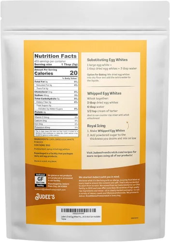 Miniatura 2 de Judee's Gluten Free Proteína en polvo de clara de huevo seca, pasteurizada, certificado USDA, sin OMG, sin gluten, sin nueces, proteína de huevo