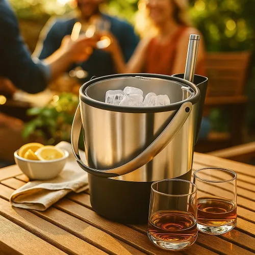 Miniatura 3 de Oggi Cubo de hielo aislado, 4 cuartos de galón/3.8 L, acero inoxidable, negro.