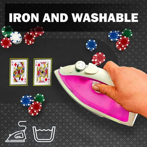 Miniatura 3 de BALIKEN 36 x 72 pulgadas Texas Holdem Poker Mat & Blackjack mesa Casino fieltro profesional Mat Azul/Azul