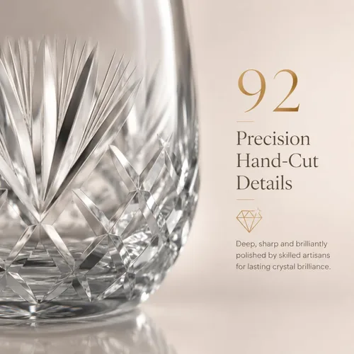 Miniatura 2 de SHOSHIN - Juego de 4 copas de vino sin tallo cortadas a mano, grandes copas de vino de cristal de 18 onzas, vasos de vino para vino tinto y blanco