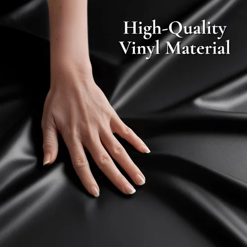 Miniatura 6 de Sábana bajera impermeable de vinilo negro para masaje California King con bolsillo lateral Protector de colchón, funda de cama para masaje Nuru