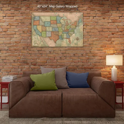 Miniatura 6 de HolyCowCanvas Push Pin USA - Mapa de viaje personalizado de Estados Unidos sobre lienzo para marcar lugares visitados, rastreador de mapas de viaje