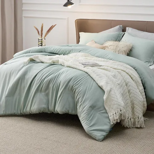 Miniatura 372 de Bedsure Juego de edredón Twin/Twin XL, ropa de cama suave beige para todas las estaciones, juego de cama teñido catiónico, 2 piezas, 1 edredón