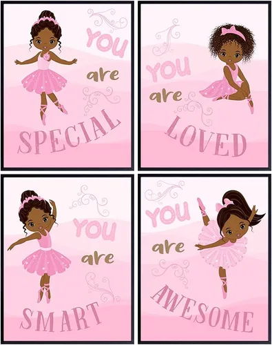 Decoración de pared de bailarina negra – Arte de pared de niña afroamericana – Decoración de pared para niñas negras – Decoración de dormitorio de