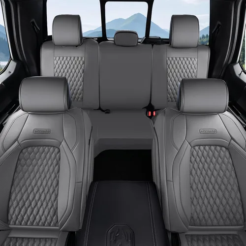 Miniatura 10 de Coverado Fundas de Asientos de Automóvil Juego Completo, Fundas de Asientos de Automóvil de Cuero Impermeables para Dodge RAM 1500 Compatible