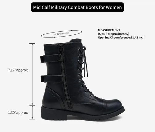 Miniatura 2 de Vepose Botas de combate militares de 28 a media pantorrilla para mujer con bolsillo tipo billetera para cuchillo de tarjetas