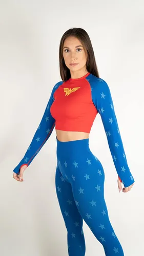 Miniatura 5 de DC Comics Camisa de gimnasio de manga larga sin costuras para mujer, camiseta de yoga para entrenamiento, mujer maravillosa, Harley Quinn Supergirl