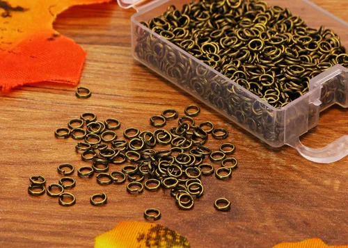 Miniatura 2 de Shapenty 1200 anillos de salto abiertos de hierro chapado en bronce a granel para manualidades, aretes, collares, pulseras, colgantes, gargantillas