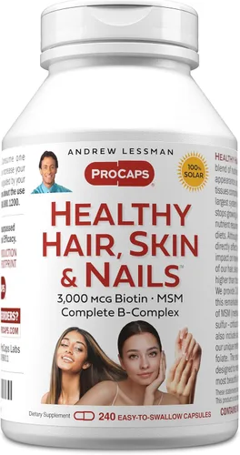 ANDREW LESSMAN Cabello saludable, piel y uñas, 240 cápsulas – 3000 mcg de biotina de alta bioactividad, complejo B. Promueve una piel hermosa, uñas
