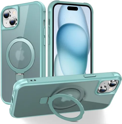 Miniatura 104 de CHAOFEnG Funda magnética compatible con iPhone 11 con soporte, prueba de caídas de grado militar, compatible con imán, anillo translúcido, parte