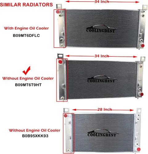 Miniatura 4 de CU2423 Radiador de aluminio de 34 pulgadas y 3 filas para Cadillac Escalade 1999-2014, Chevy Sonora Tahoe Avalanche Cheyenne Suburban Silverado 1500