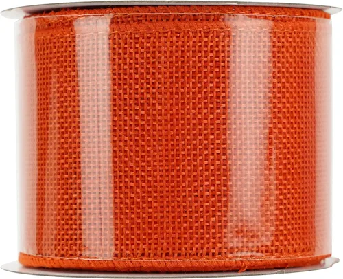 Miniatura 4 de HUIHUANG Cinta de arpillera naranja con alambre sólido con borde con cable, cinta de yute de 2.5 pulgadas para coronas, lazos grandes, manualidades