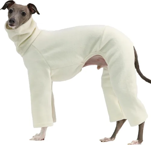 Miniatura 59 de D Doggy Star - Suéter de galgo italiano de cuello de tortuga, conjunto de mono de vellón cálido, ropa de Whippet para perro (XL, azul marino Pkt)
